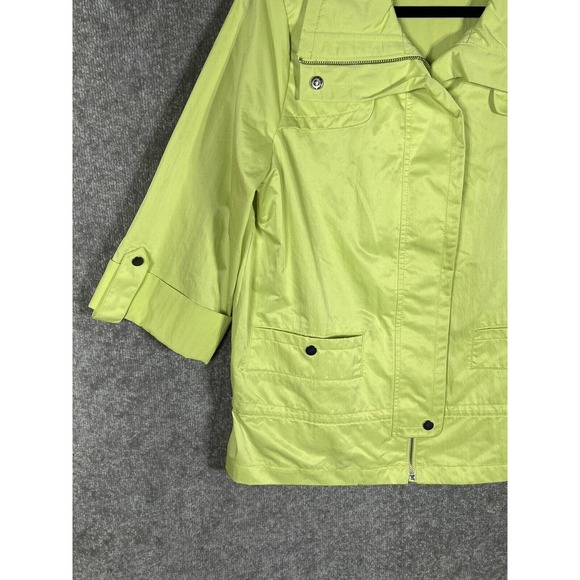 Zenergy By Chicos Roll Tab Sleeve Full Zip Jacket Womens Size 1 US Size 8 Neon - Picture 7 of 13